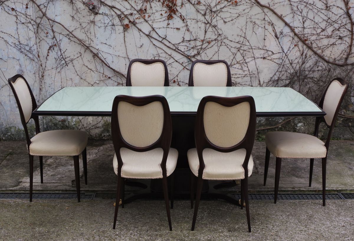 Tavolo Da Pranzo In Mogano E Sedie Di Fratelli Rigamonti, Anni '50, Set Di 7