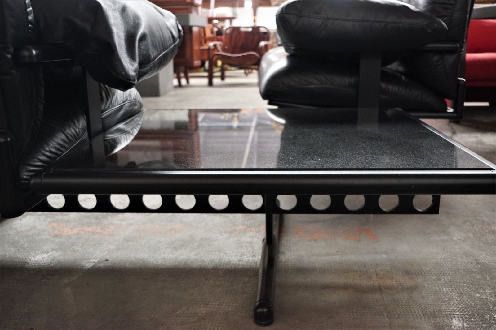 photo vinterior Ouverture Marble And Leather Coffee Table By Pierluigi Cerri For Frau, 1980s, Set Of 2