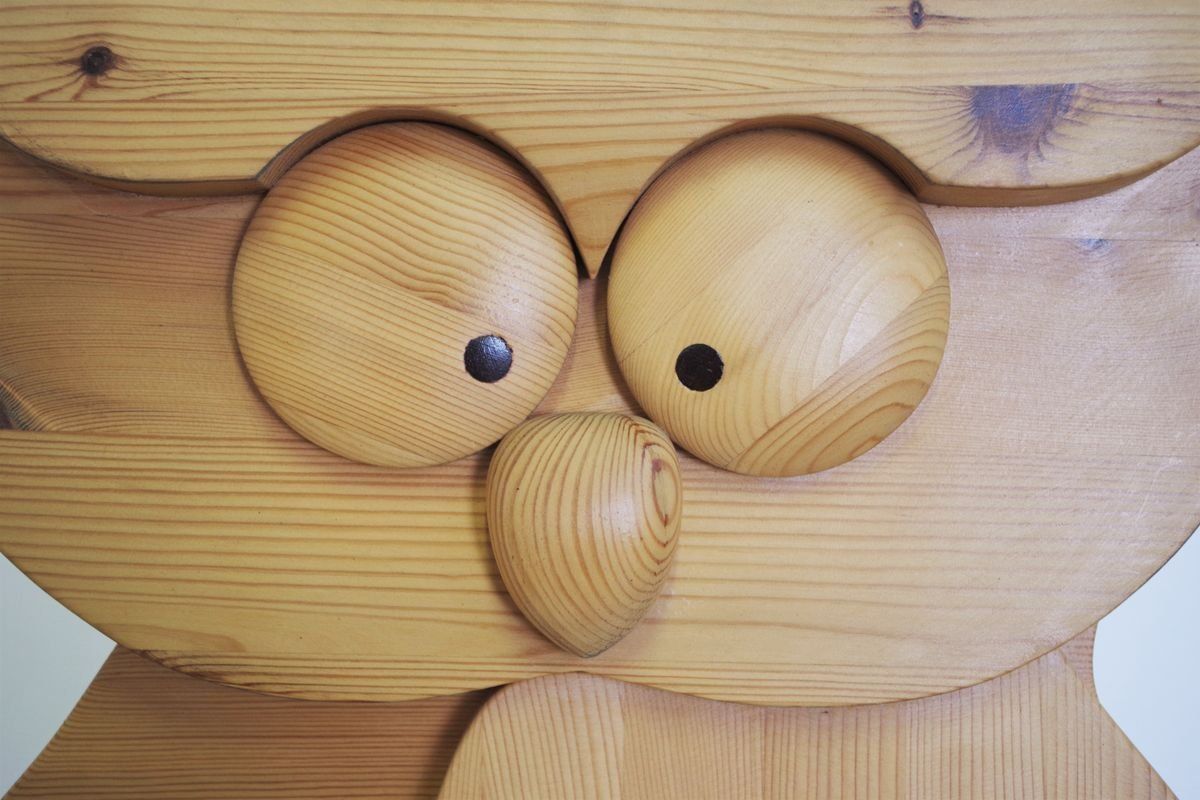 photo for sale Carved Wooden Owl, 1980s