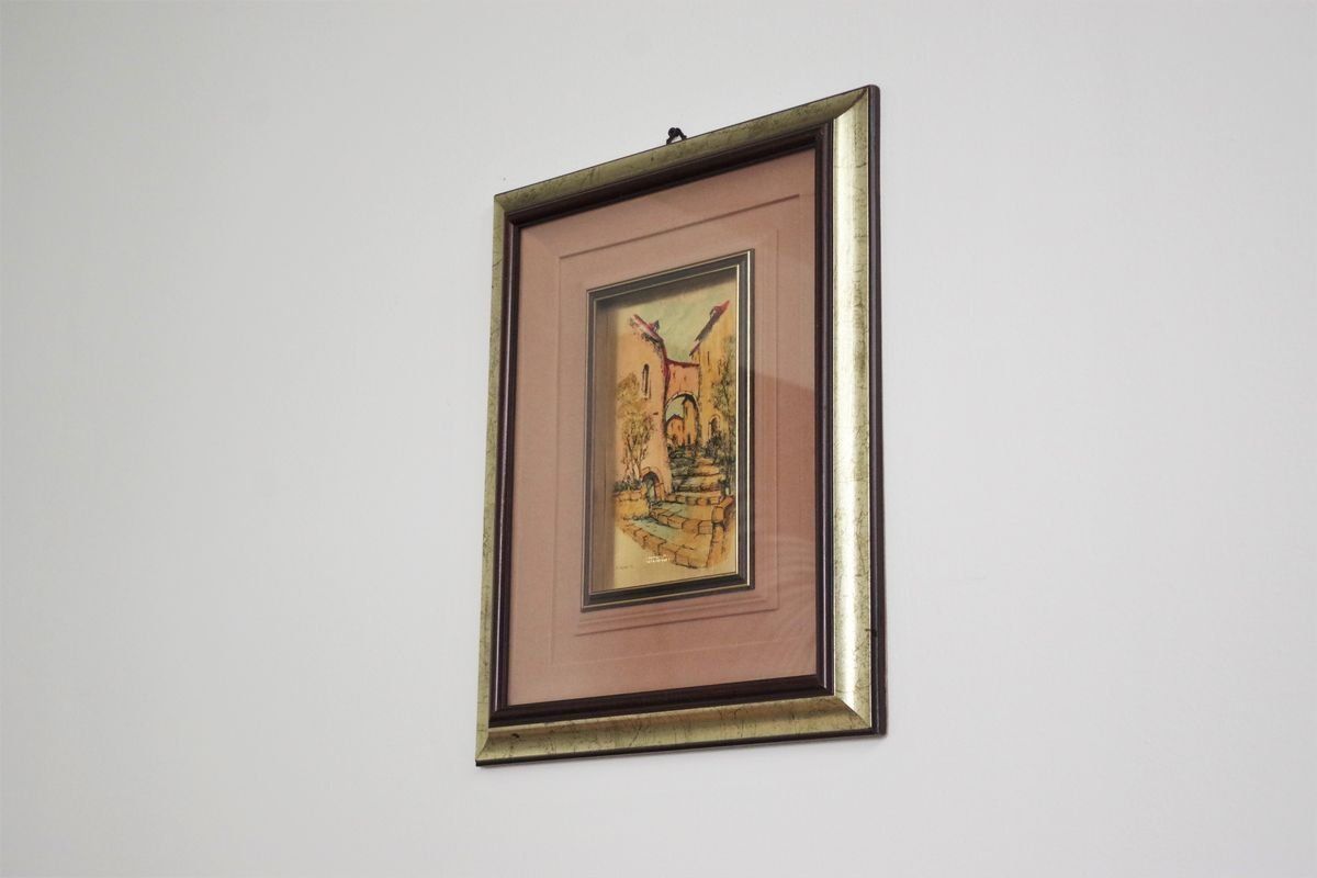 366.0 Immagini Incorniciate Italiane Con Foglie D'oro Di R. Pighetti, Anni '70, Set Di 2 photo