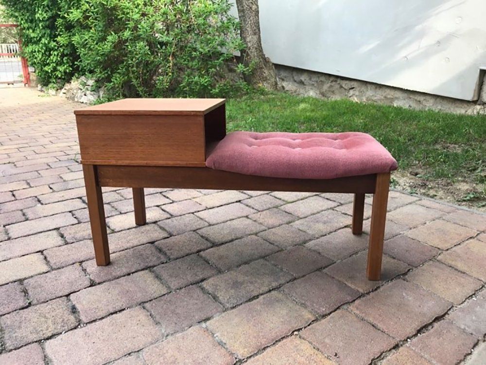 Mid Century Teak Telephone Bench, 1960s photo 787.0