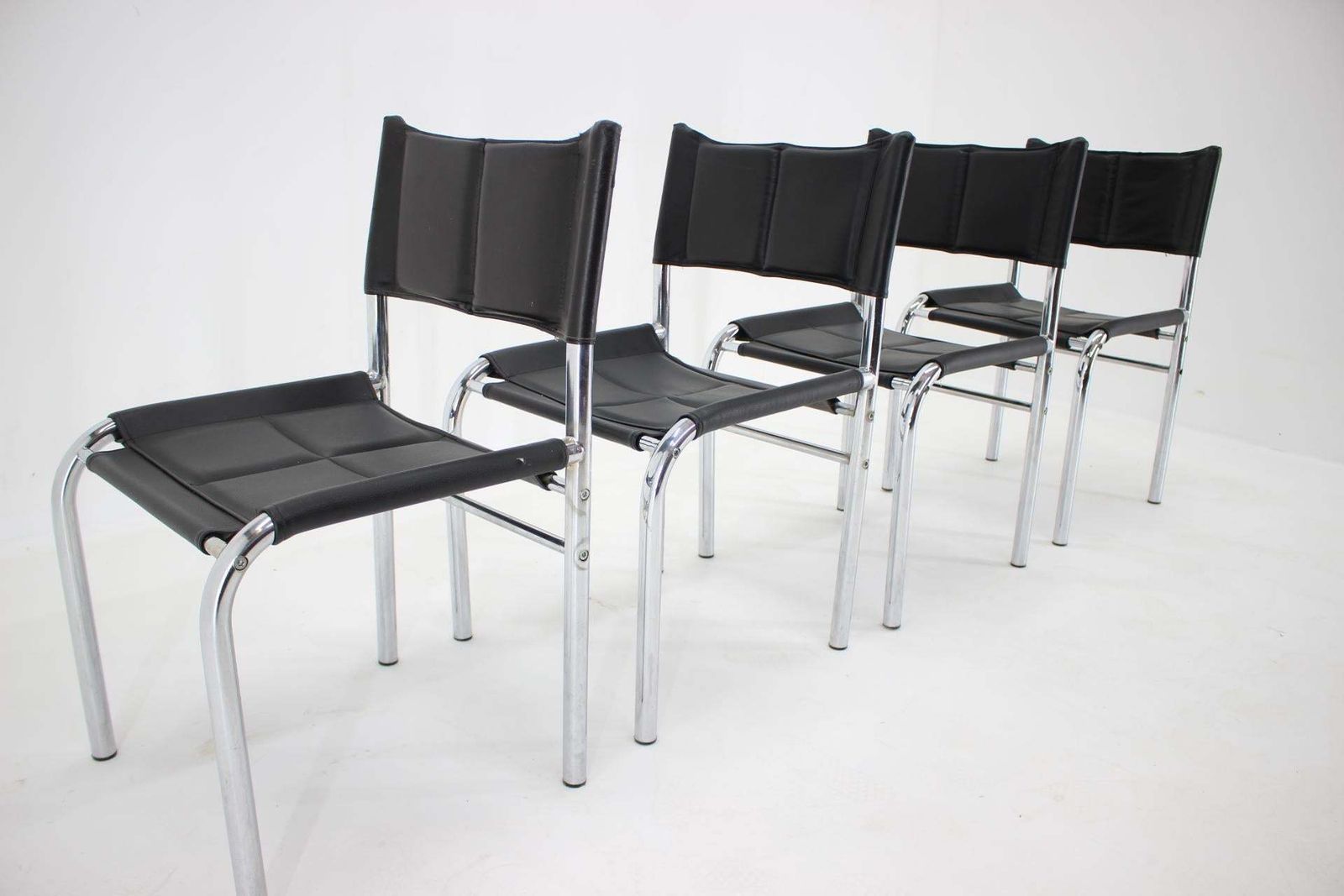 Set Of Four Design Chrome Dining Chairs By Viliam Chlebo, Czechoslovakia 1980s photo buy