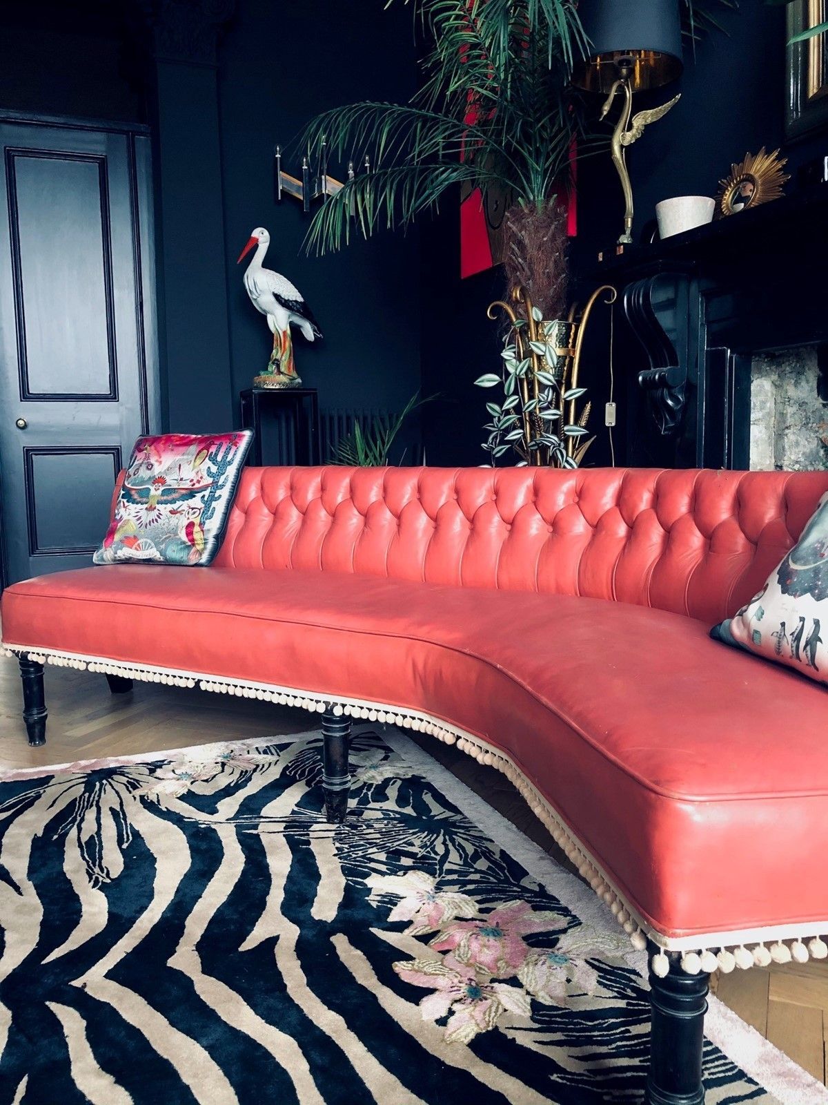 Antique Raspberry Leather Sofa photo Furniture