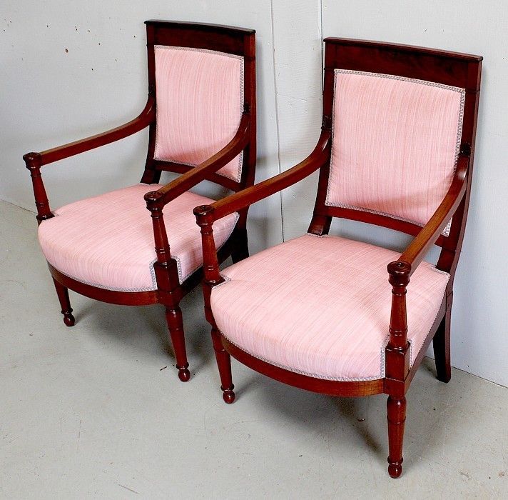 Pair Of Mahogany Armchairs, Consulate Period Early, 19th Century photo for sale
