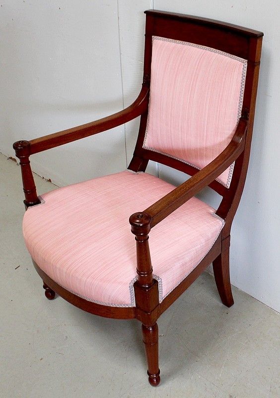Pair Of Mahogany Armchairs, Consulate Period Early, 19th Century photo vinterior