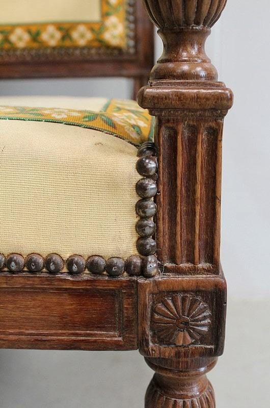 photo furniture Walnut Armchair, Louis XVI Period, Early 19th Century
