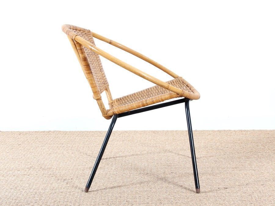 Scandinavian Round Rattan Armchair, 1950s photo for sale