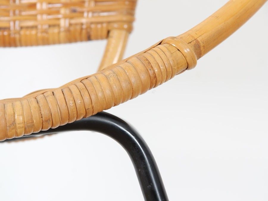 979.6 Scandinavian Round Rattan Armchair, 1950s photo