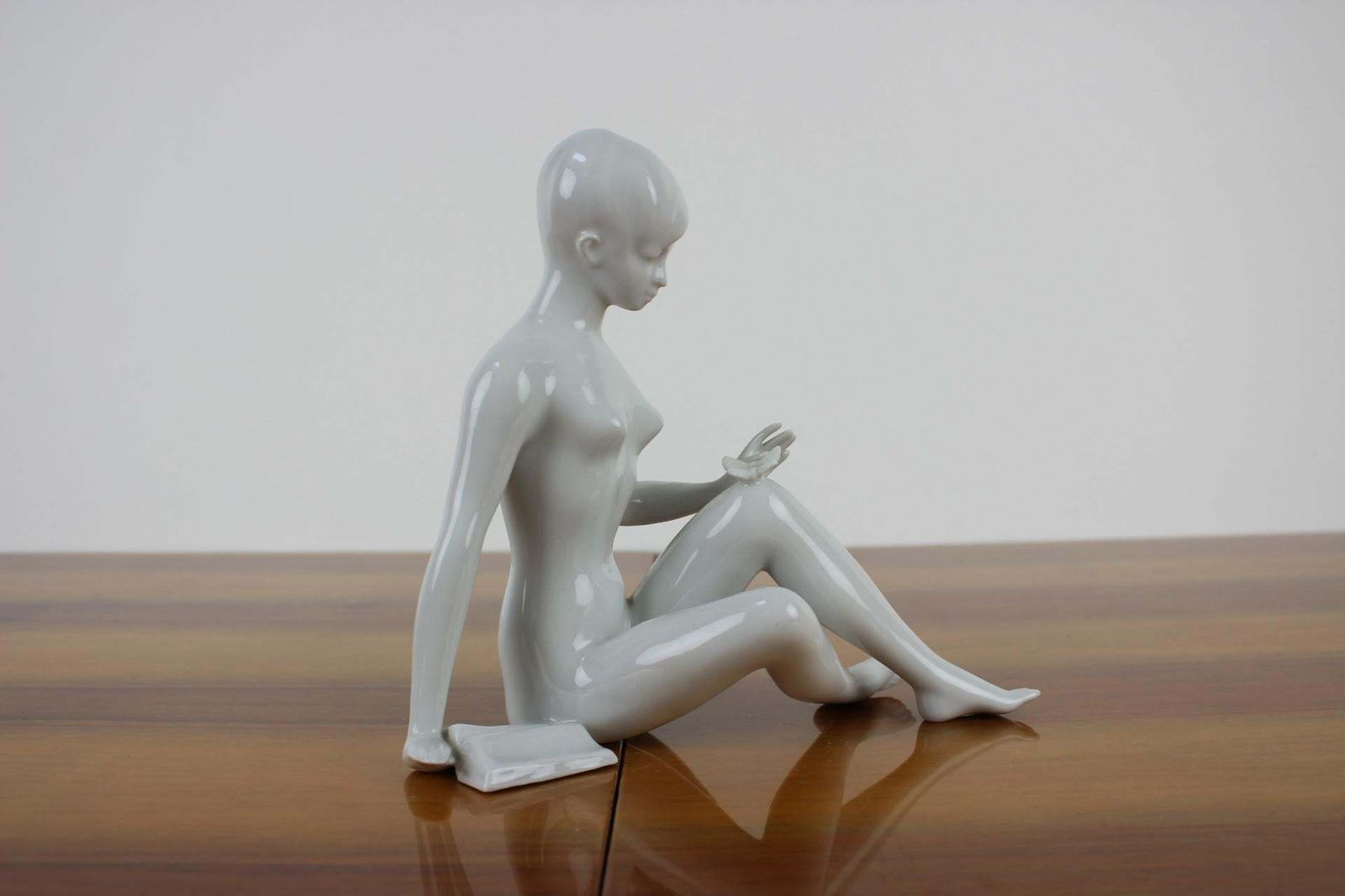 Mid Century Sculpture Of Nude Sitting Women, Royal Dux, 1960s. photo furniture