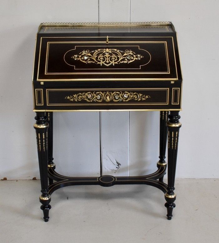 Small Sloping Desk In Blackened Pear, Napoleon III Period Early 19th Century photo furniture