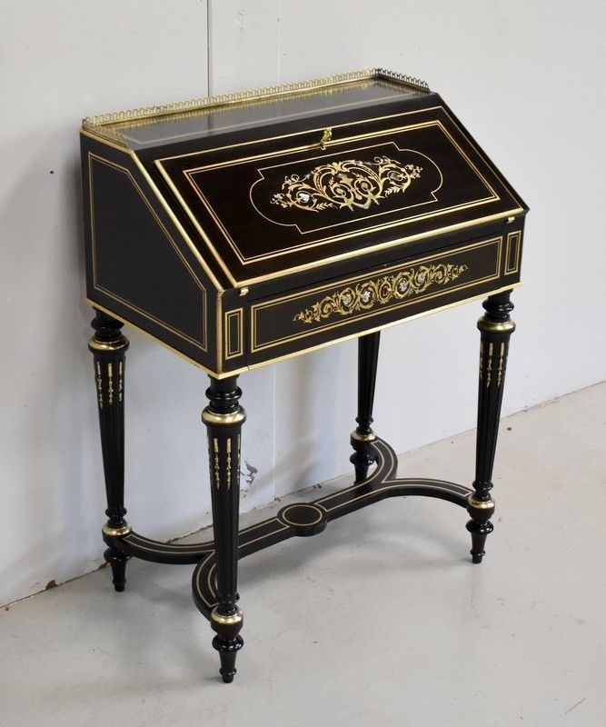 Small Sloping Desk In Blackened Pear, Napoleon III Period Early 19th Century photo for sale