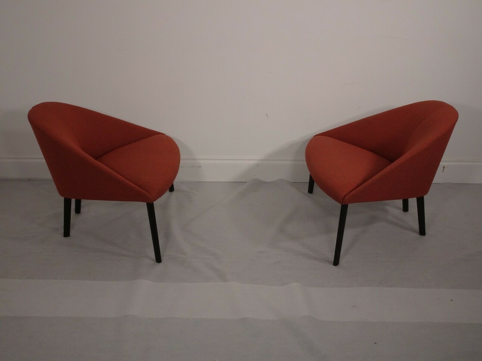 photo for sale Immaculate Pair Of Arper Colina 4 Legged Lounge Chairs In Camira Fabric