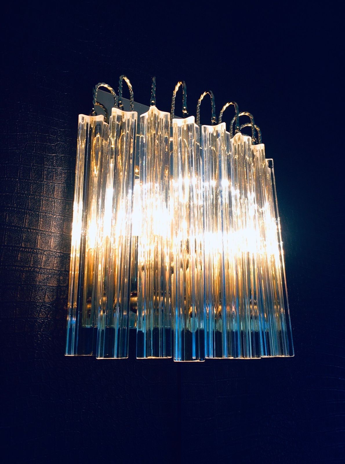 334.8 Hollywood Regency Stijl Wandlamp Van Glas En Messing Van Massive, Jaren 1980, Italië photo