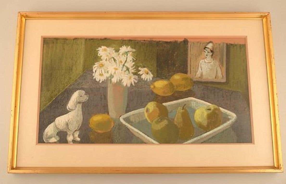 Bengt Carlberg, Sweden, Pastel On Paper, Modernist Still Life photo furniture