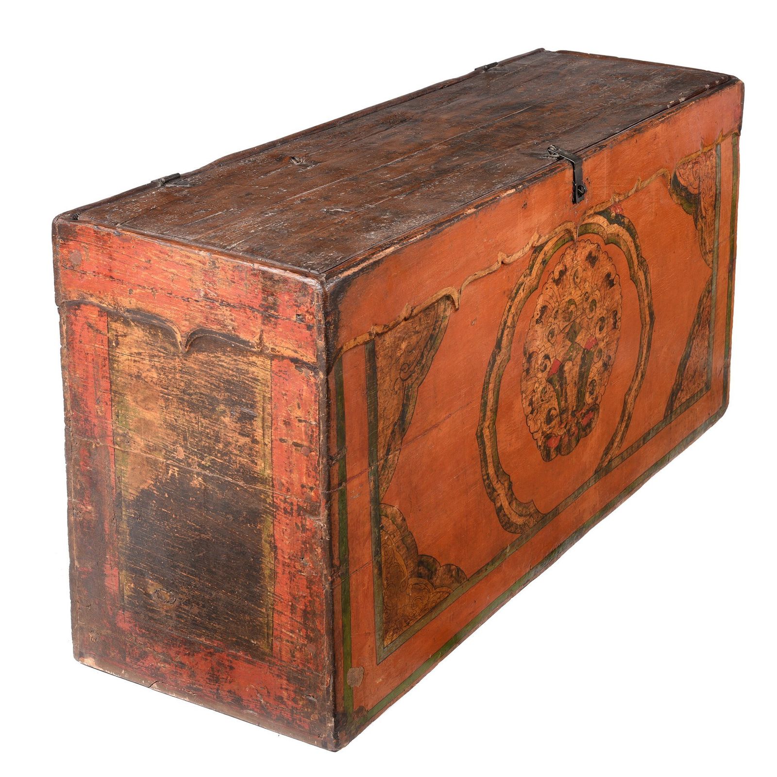 Tibetan Trunk With Original Painting   18th C photo for sale