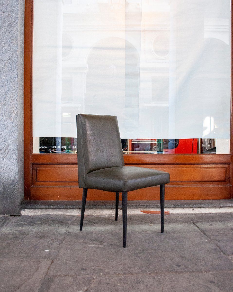 Vinyl Chairs With Iron Legs From Mobiltecnica Torino, 1950s, Set Of 8