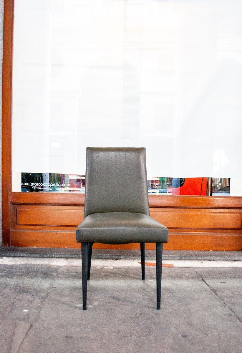 Vinyl Chairs With Iron Legs From Mobiltecnica Torino, 1950s, Set Of 8 photo for sale