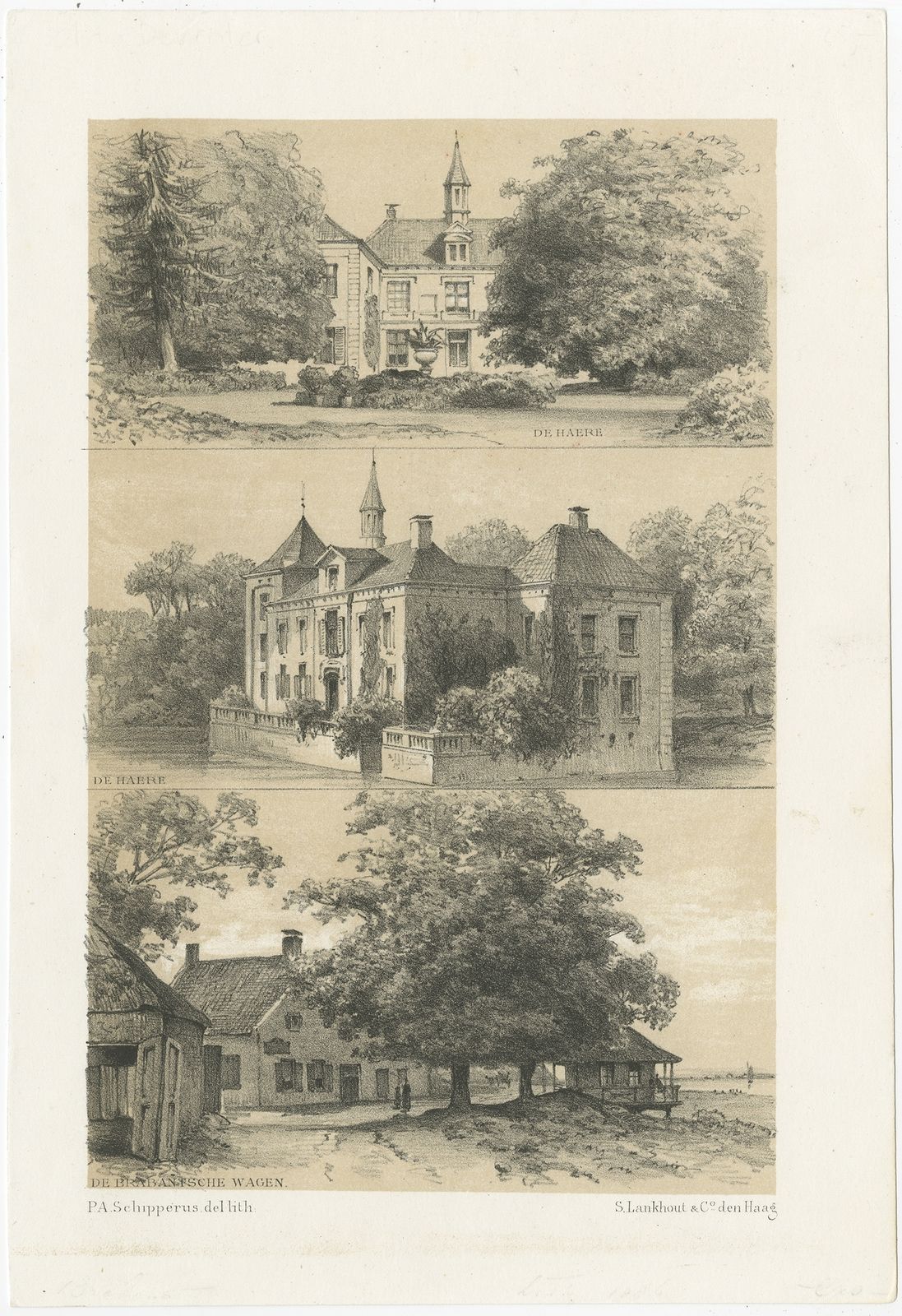 Antique Print Of Haere Castle And Other VI Ews By Craandijk (1888)