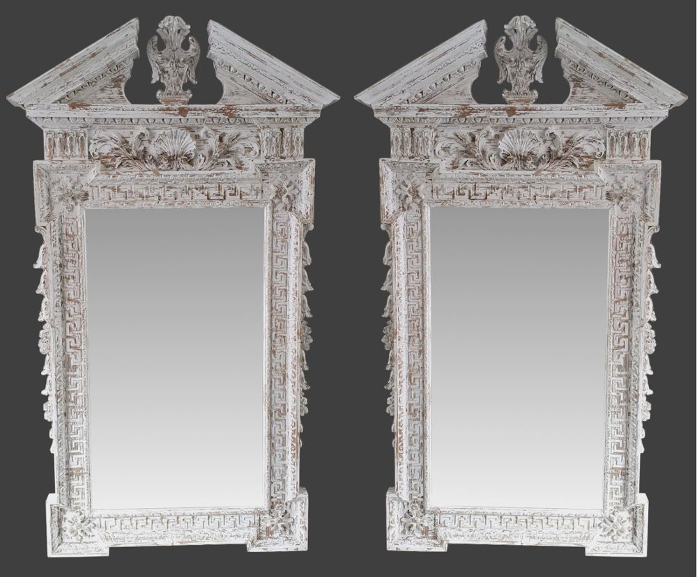 Hand Crafted Pair Of Twentieth Century Timber Mirrors In The Manner Of William Kent