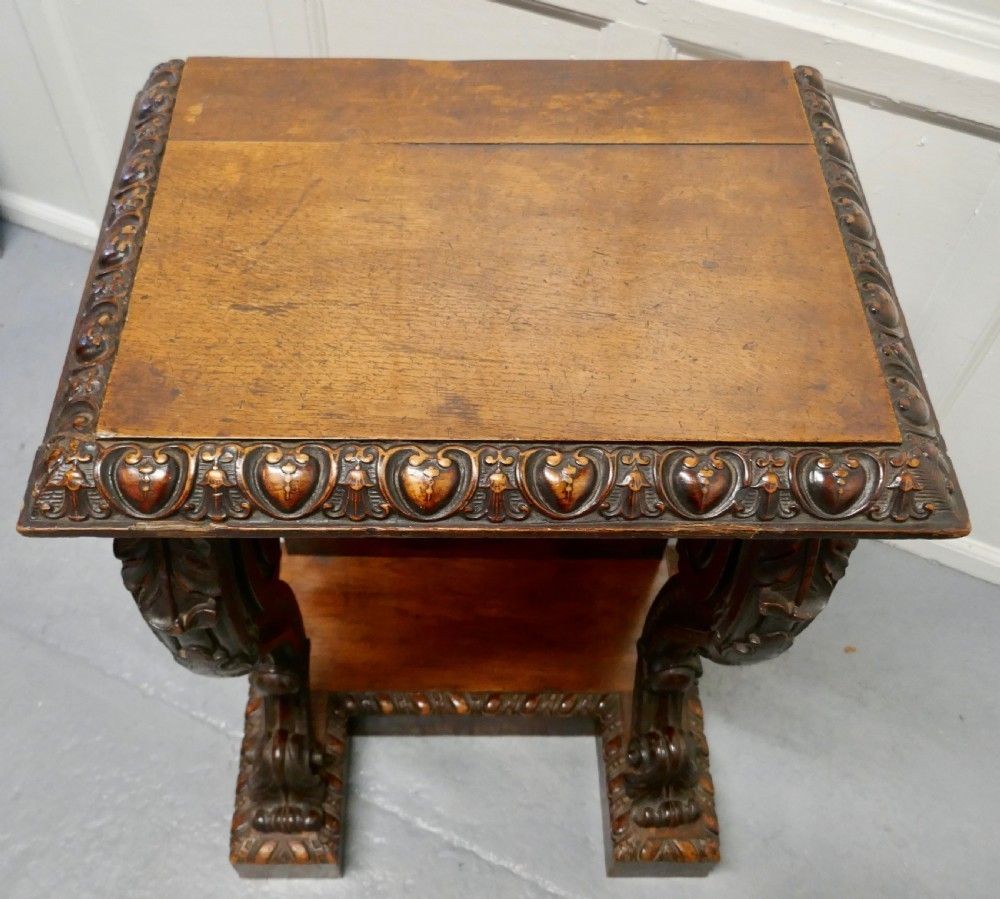 photo furniture A Pair Of 19th Century Art Nouveau Gothic Carved Oak Console Pedestals