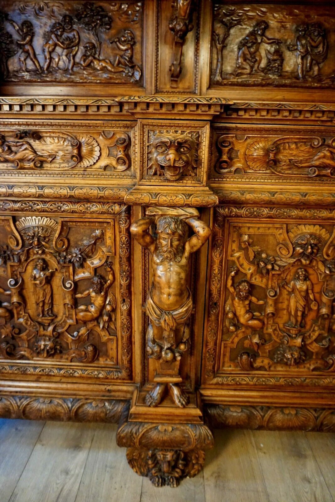 A Rare And Exciting Italian Fantasy Buffet By Renowned Wood Sculpture Valentino photo for sale