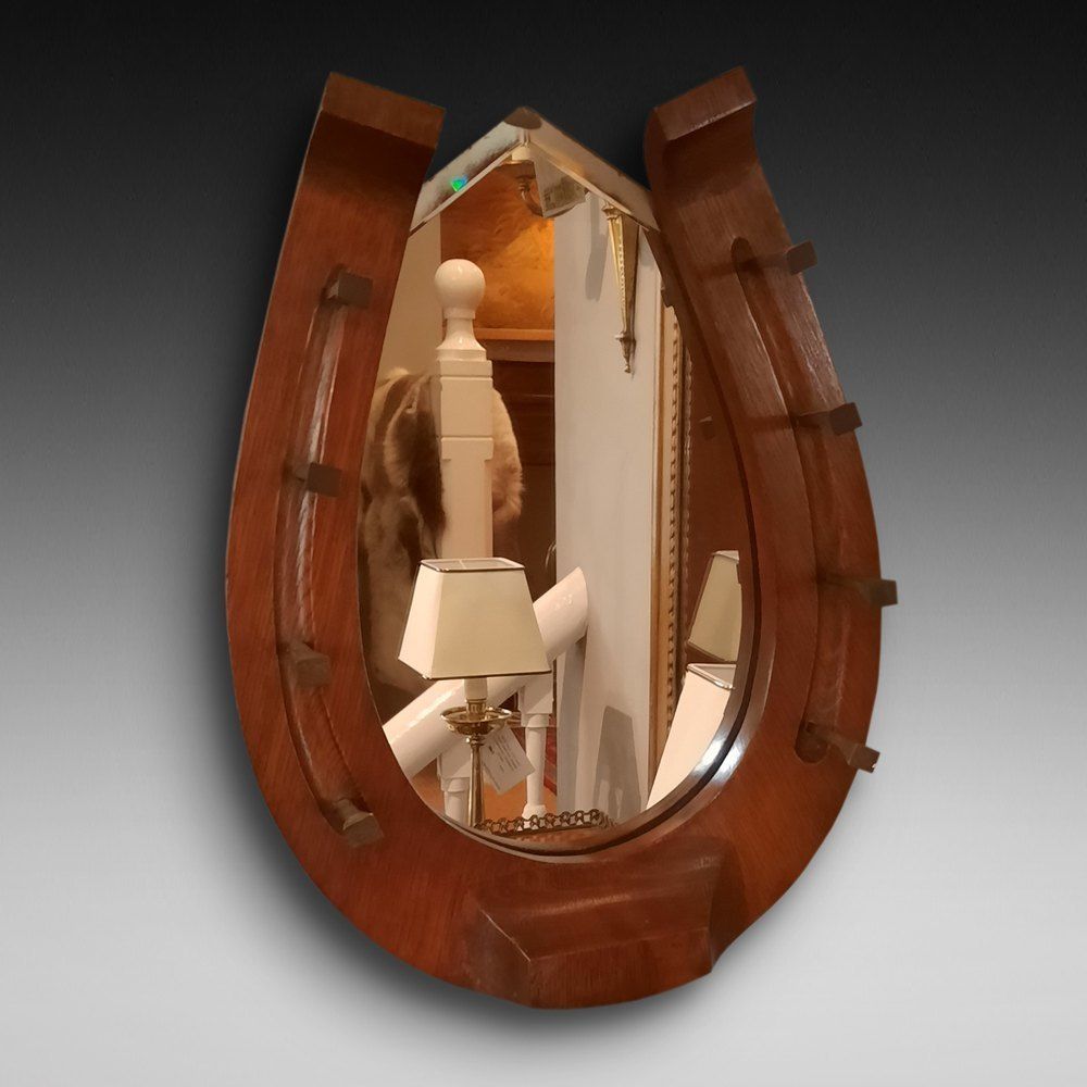 Edwardian Walnut Horseshoe Shaped Hall Mirror