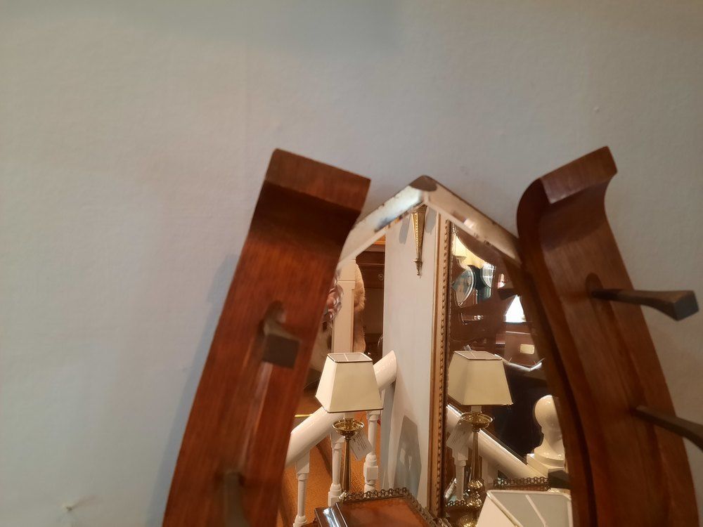 Edwardian Walnut Horseshoe Shaped Hall Mirror photo for sale