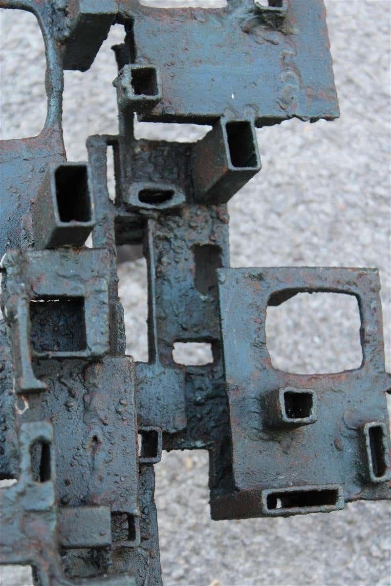 Extraordinary Modern Brutalist Iron Sculpture Italy 1960 Rare Piece Sconce photo vinterior
