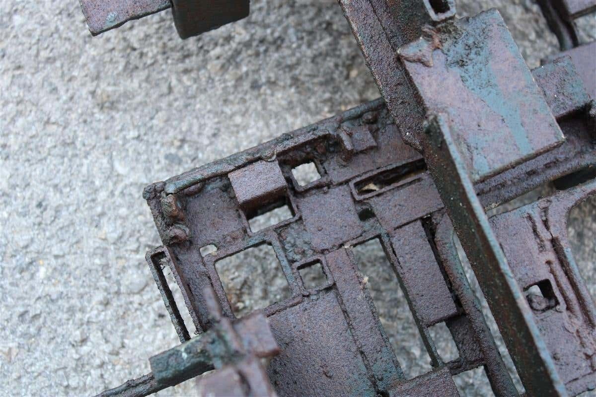 photo vinterior Extraordinary Modern Brutalist Iron Sculpture Italy 1960 Rare Piece Sconce