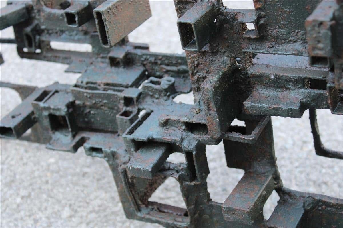photo vintage Extraordinary Modern Brutalist Iron Sculpture Italy 1960 Rare Piece Sconce