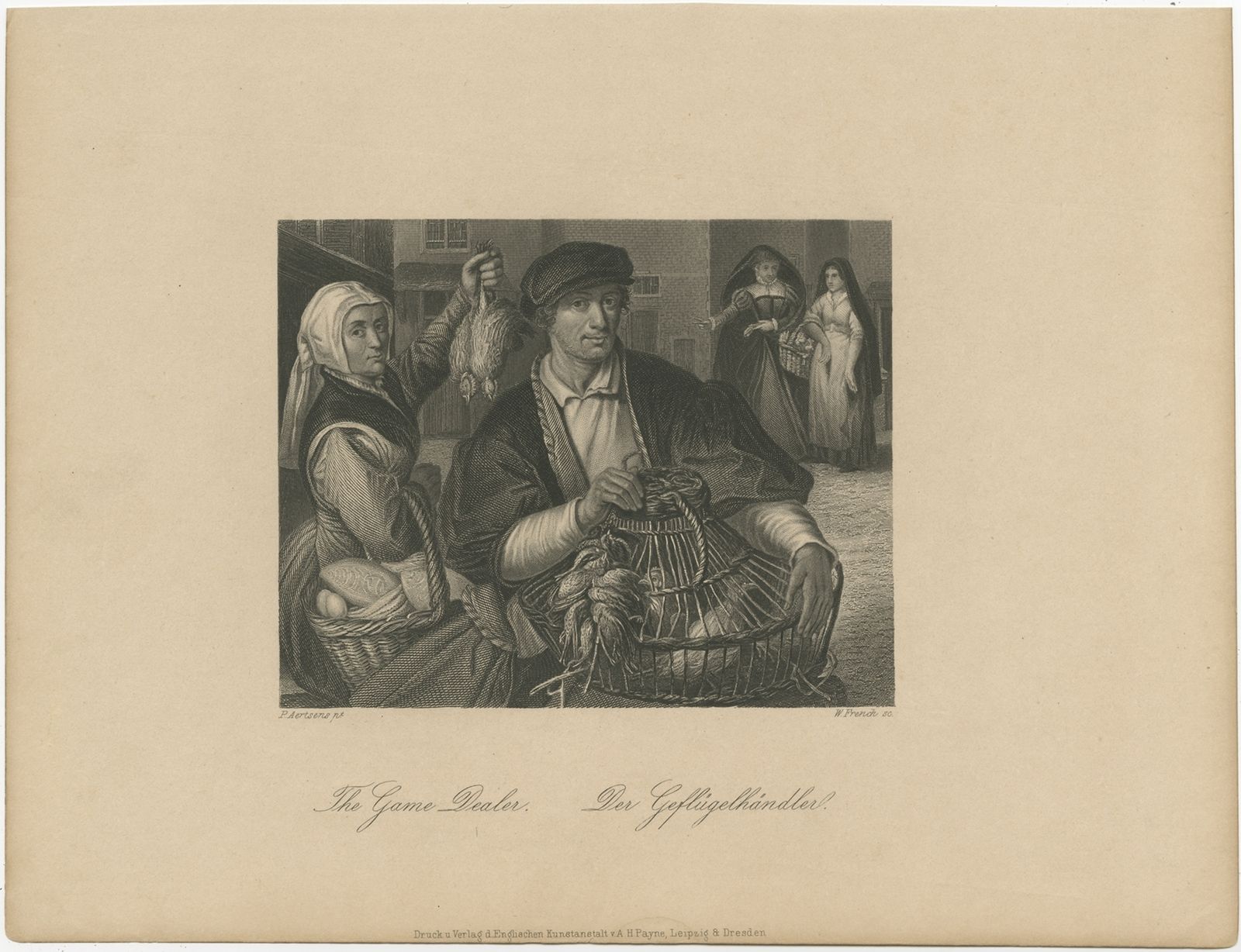 Antique Print Of A Game Dealer By Payne (C.1850)