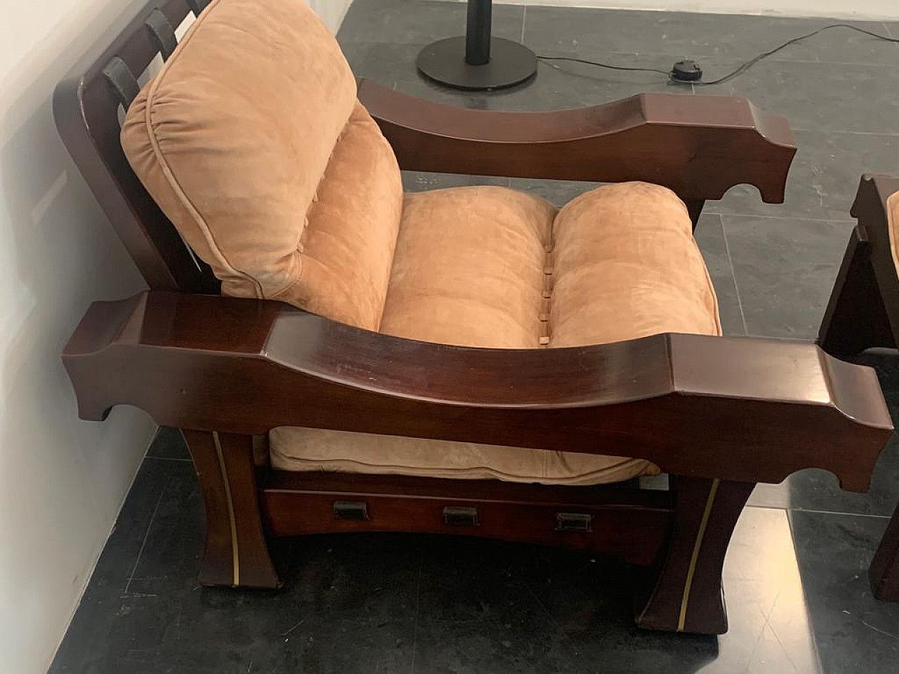Armchair With Footstool By Luciano Frigerio, 1960s photo vintage