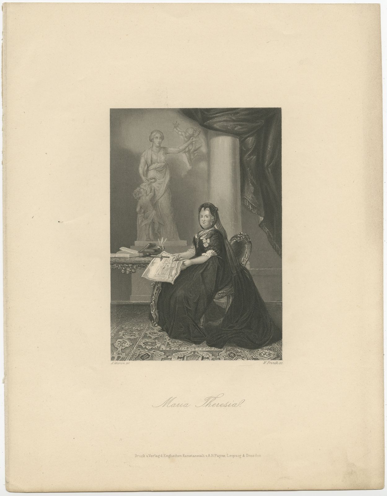 Antique Portrait Of Maria Theresa By Payne (C.1850)