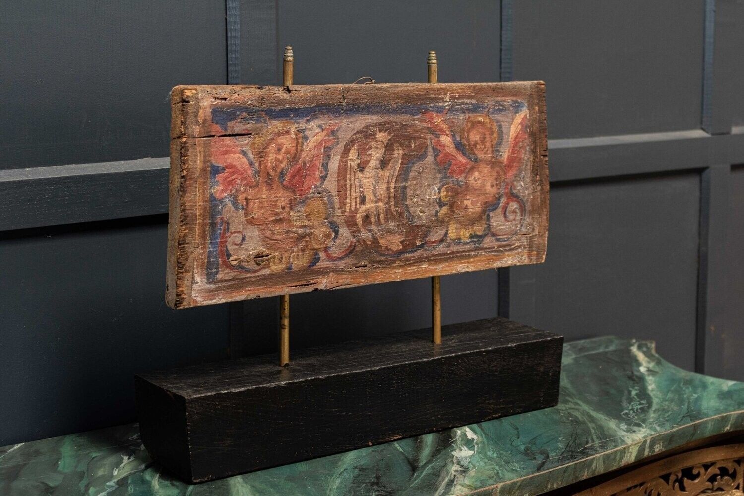 17th C Polychrome Painted Ceiling Panel photo furniture