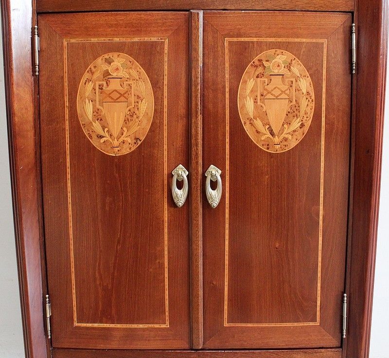 photo for sale Mahogany And Precious Wood Cabinet, Art Nouveau Period, Early 20th Century