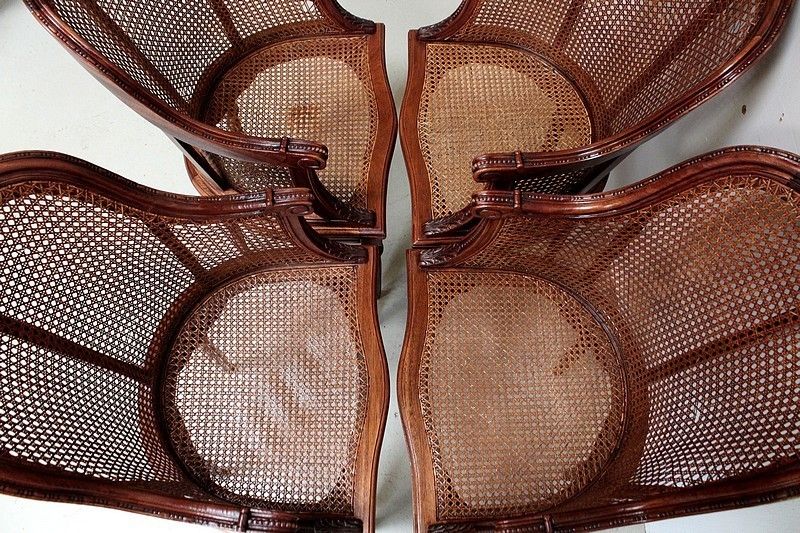 Furniture Suite Of Mahogany Armchairs, Louis XVI Style Early 20th Century photo