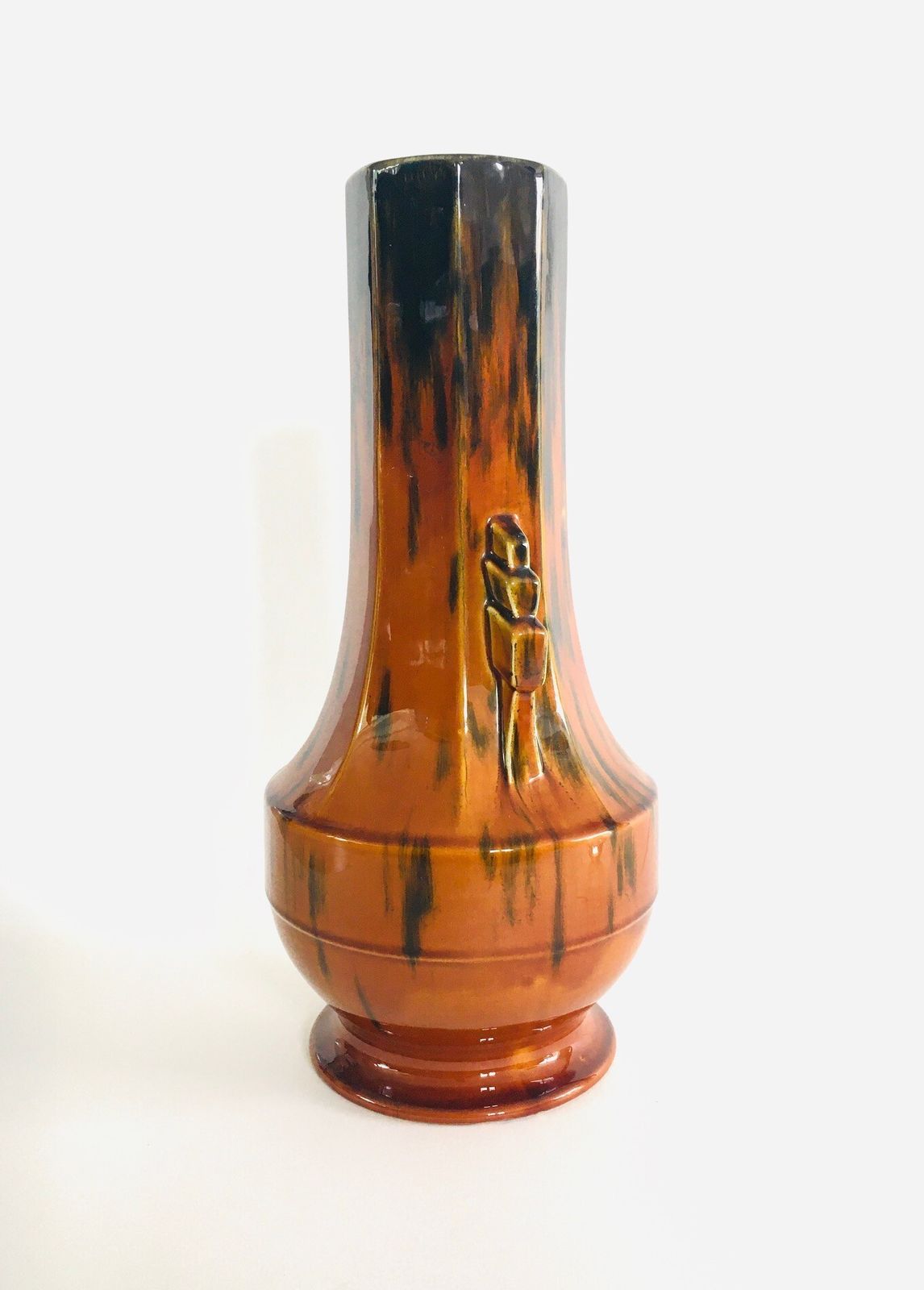 1930s Art Deco Model F 42 Amber Glazed Fluted Vase photo Home Decor