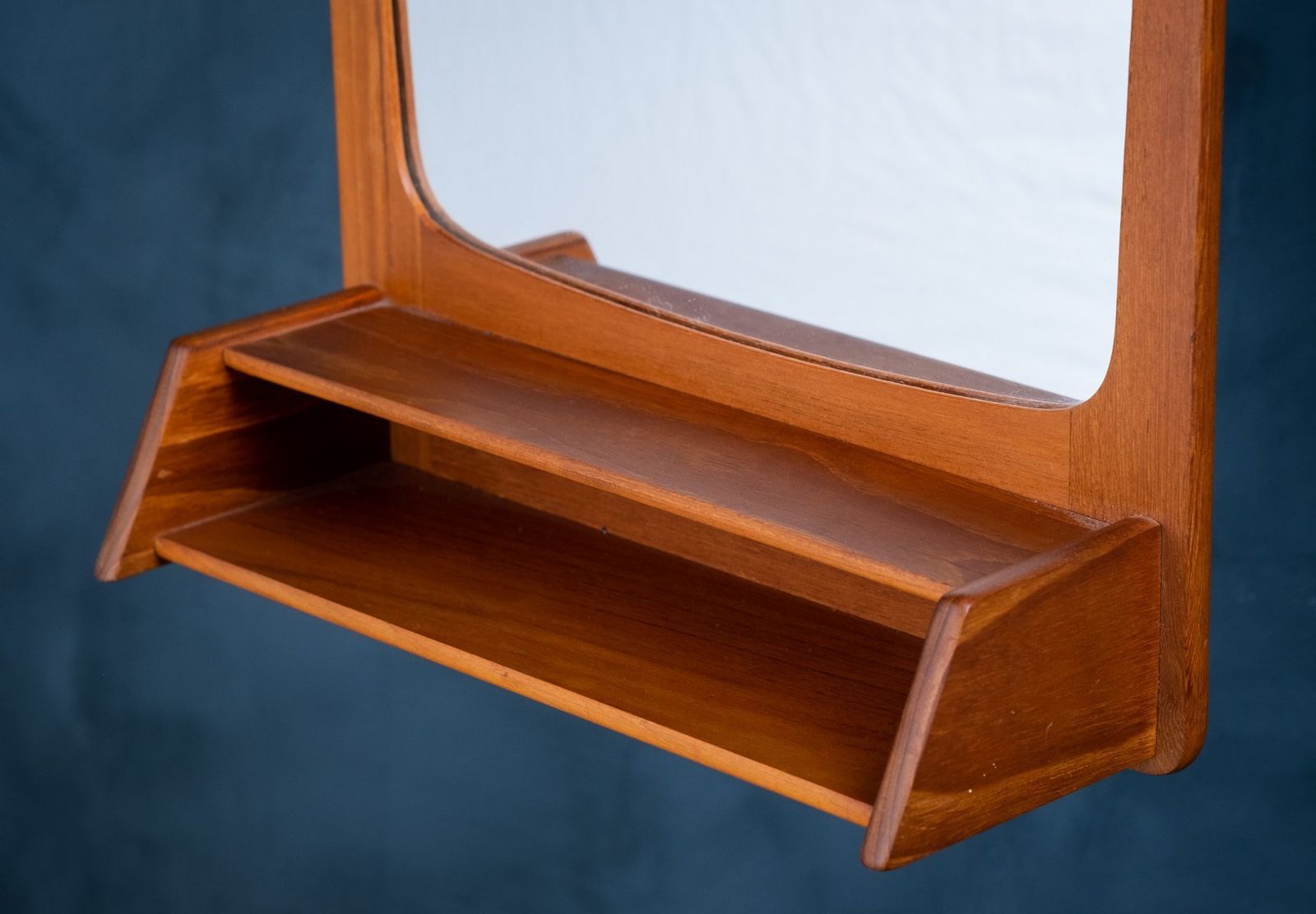 Danish Mirror With Teak Frame And Shelf, 1960s photo Home Decor