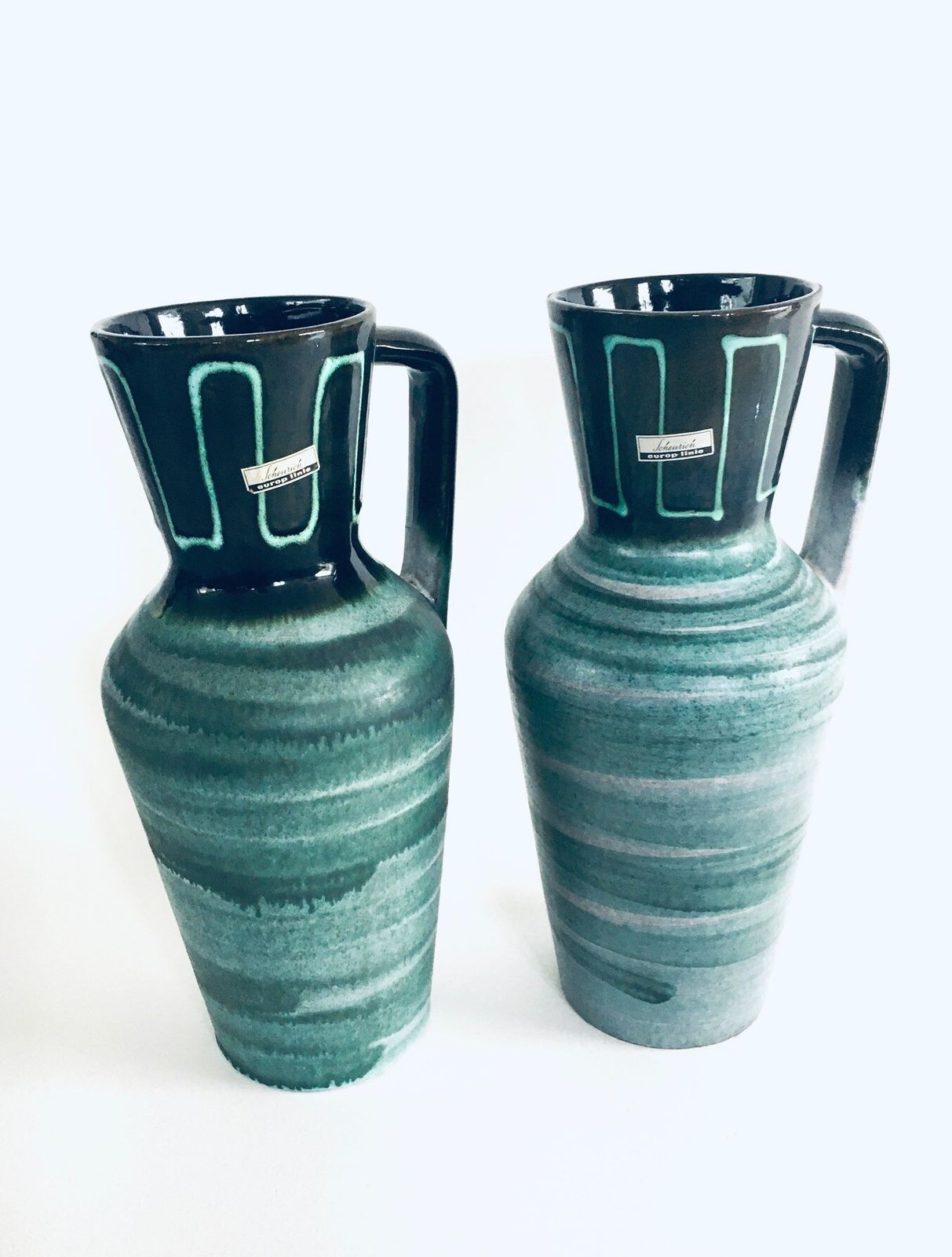 Midcentury Modern Studio Pottery Vase Set By Scheurich, West Germany 1960s photo furniture