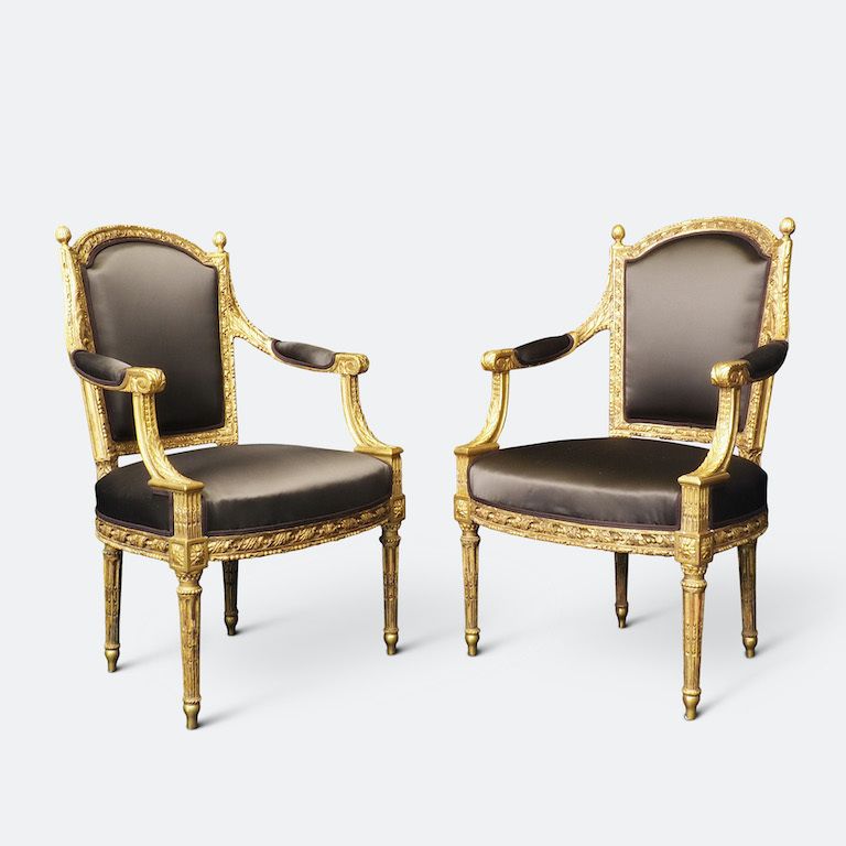 An Important Set Of Four 18th Century Louis XVI Giltwood Chairs With Stamp photo for sale