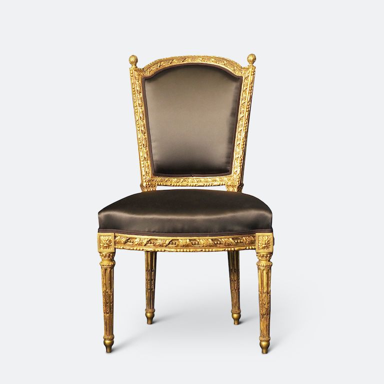 photo vinterior An Important Set Of Four 18th Century Louis XVI Giltwood Chairs With Stamp