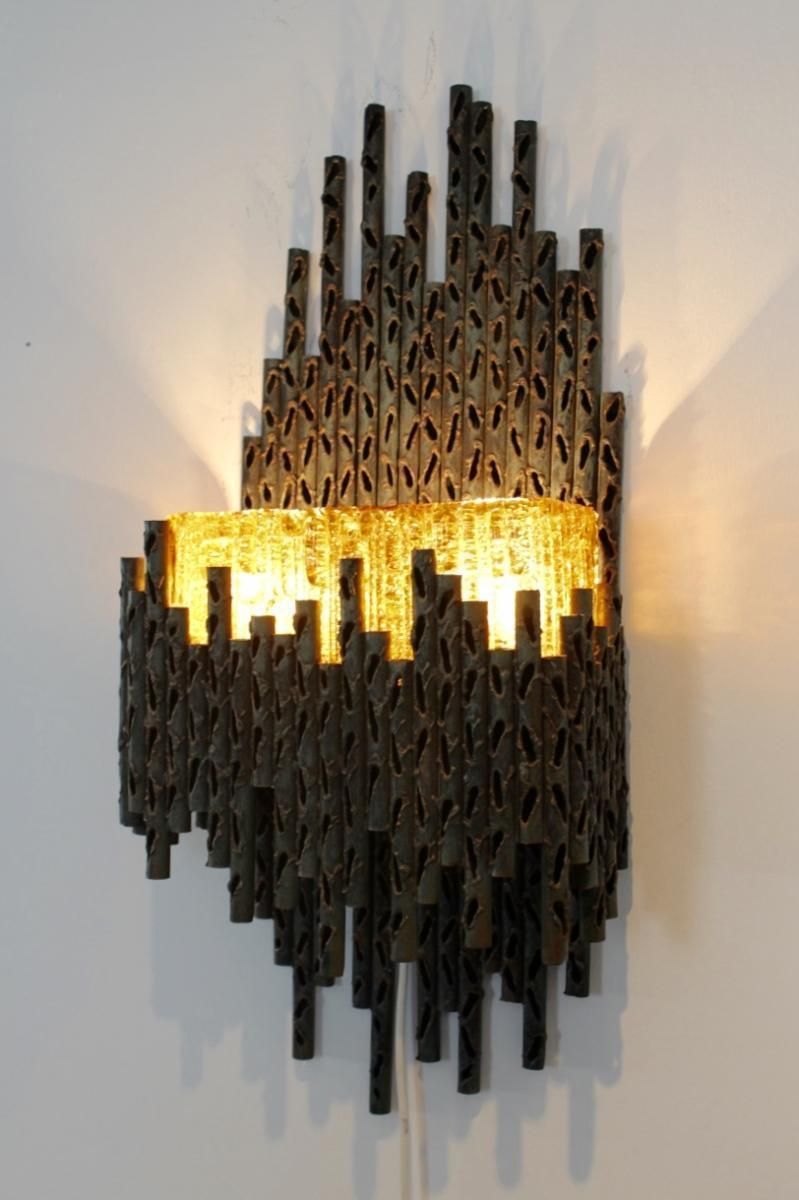 Brutalist Sculptural Wall Lamp By Marcello Fantoni photo for sale