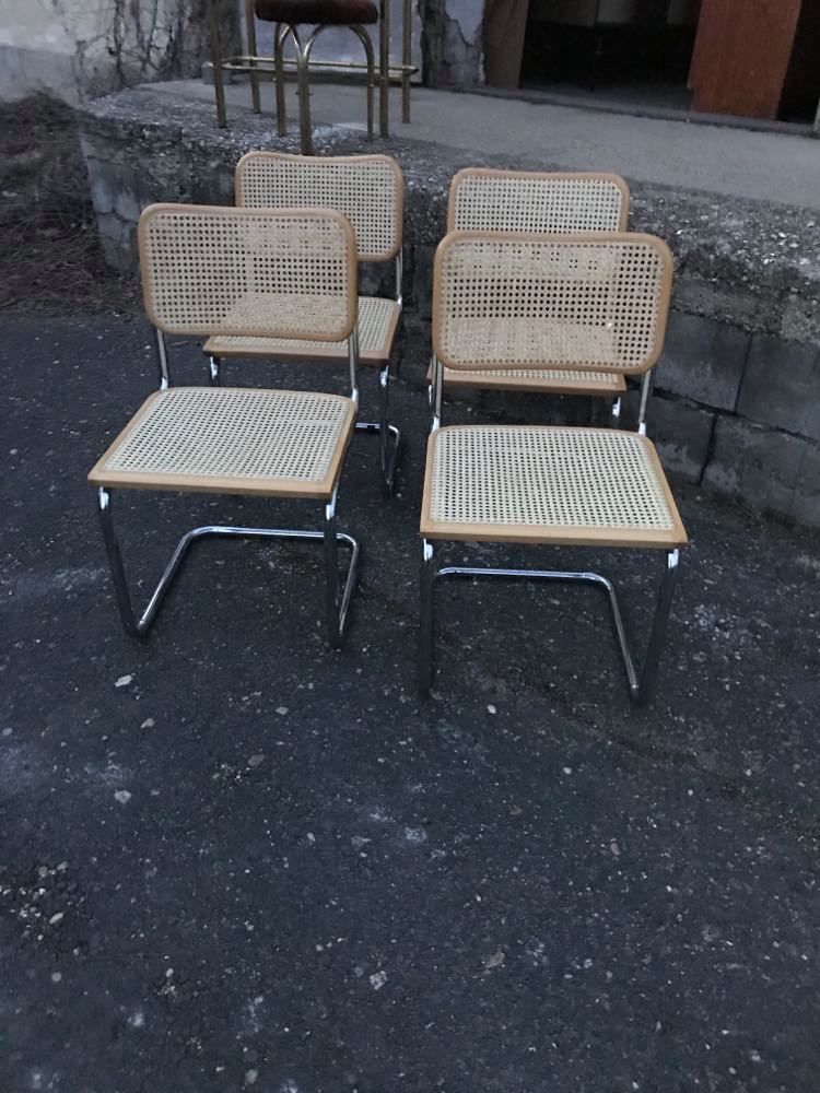 4 Mid Century Modern Cesca Chairs By Marcel Breuer photo buy