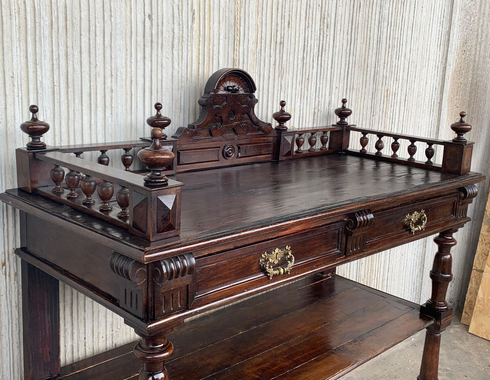 Antique Serving Table, Victorian Carved Oak Console Table, France, 1890 photo 3793.0