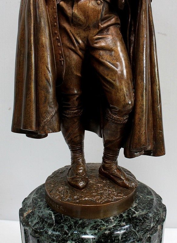 Pendulum In Bronze And Marble "The Flute Player", By Ca Calmels 2nd Part 19th Century photo vintage