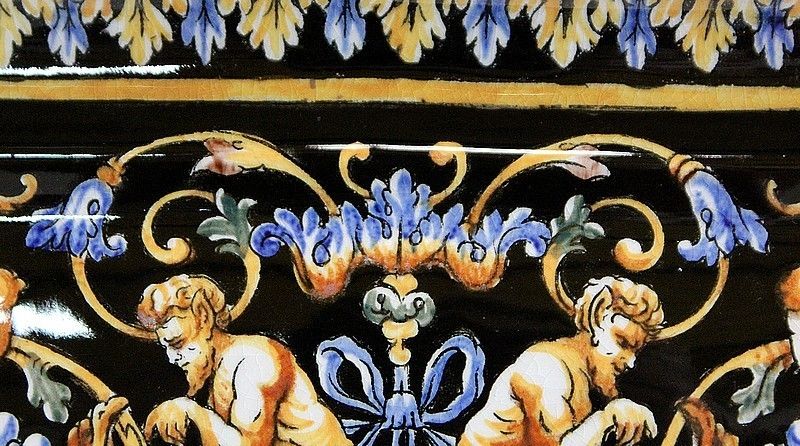 photo for sale Gien Earthenware Planter With Polychrome Decorations, Late 19th / Early 20th Century