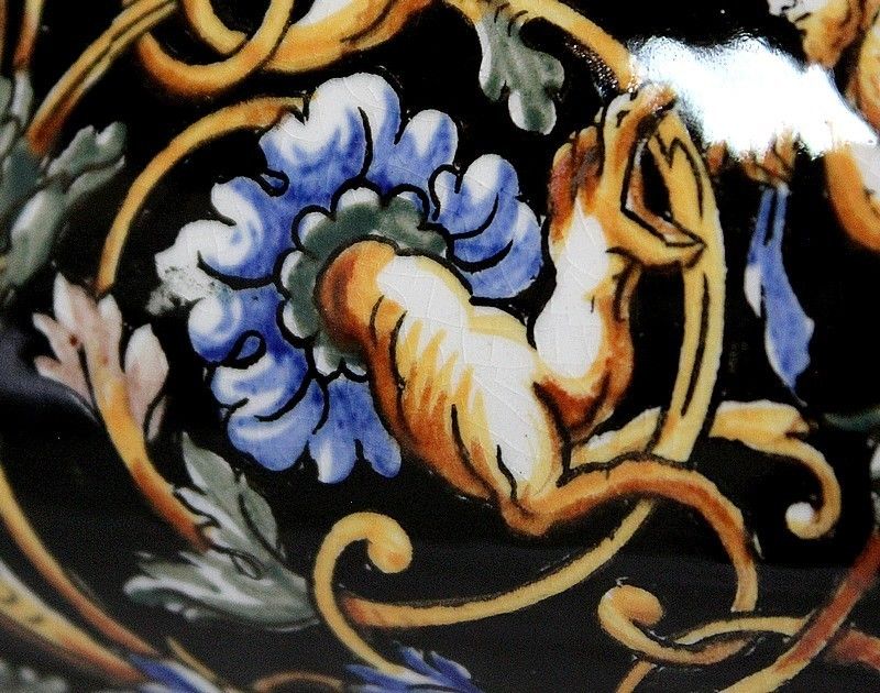 Home Decor Gien Earthenware Planter With Polychrome Decorations, Late 19th / Early 20th Century photo