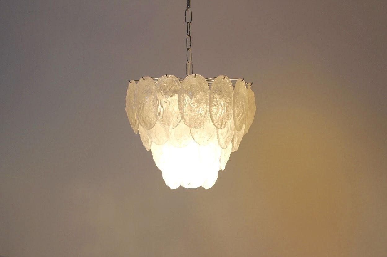 Murano Frosted Glass Leaves Chandelier From A.V. Mazzega, 1970s photo Lighting