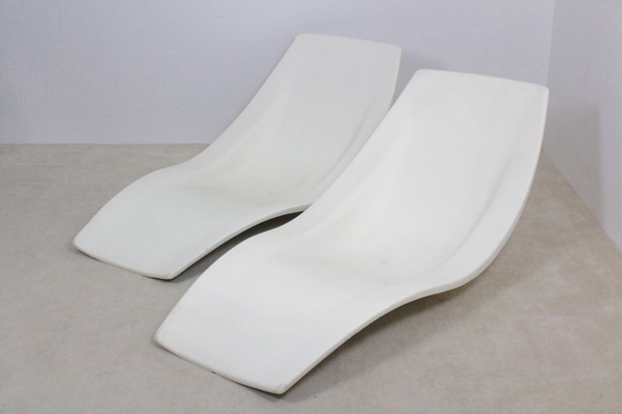 French Polyester Patio Or Pool Side Chaise Longues, 1960s, Set Of 2 photo for sale