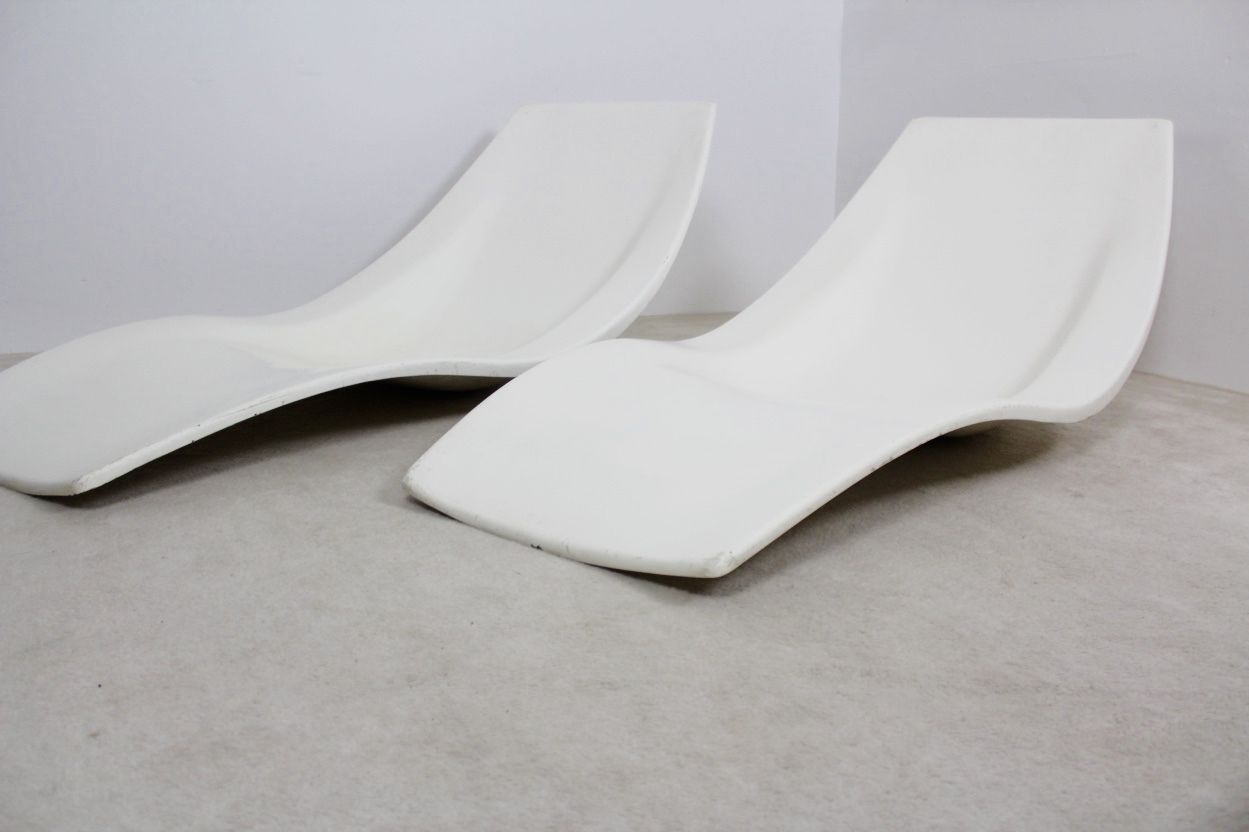 French Polyester Patio Or Pool Side Chaise Longues, 1960s, Set Of 2 photo Garden Furniture